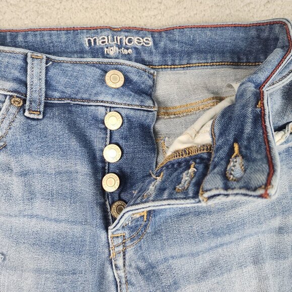 Maurices Jeans Womens 6 High Rise Ankle Straight Leg Button Fly Distressed Jeans - Picture 8 of 16
